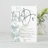 Wij doen modern script Eucalyptus bruiloft Kaart (Staand voorkant)