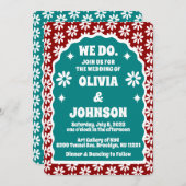 Wij doen modern vet rood Blauwgroen retro boho mad Kaart (Voorkant / Achterkant)