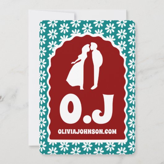 Wij doen modern vet rood Blauwgroen retro boho mad Kaart (Achterkant)