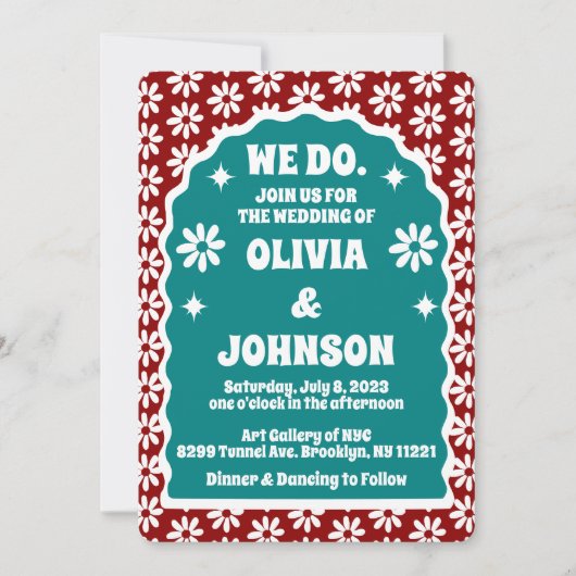 Wij doen modern vet rood Blauwgroen retro boho mad Kaart (Voorkant)