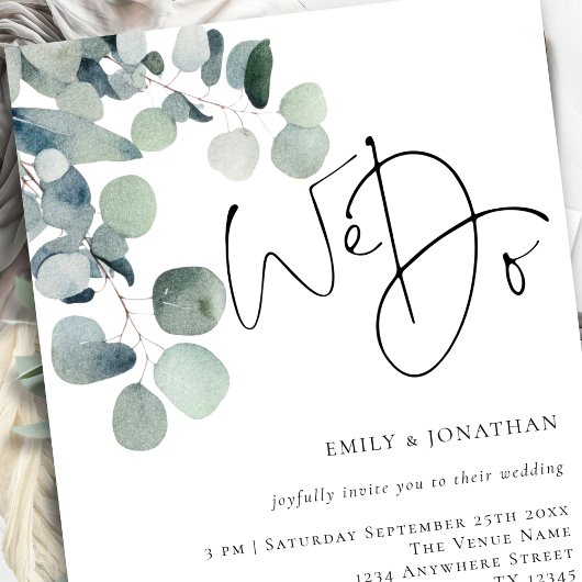 Wij doen moderne Eucalyptus QR code bruiloft Kaart