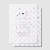 Wij doen Navy Blue Modern Script & Heart Wedding Vellum Uitnodigingen (Offset (Uitnodiging))