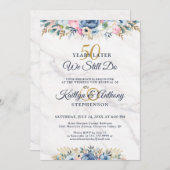 WIJ DOEN NOg Elegant Bloemig Goud Marine Huwelijks Kaart (Voorkant / Achterkant)