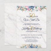 WIJ DOEN NOg Elegant Bloemig Goud Navy Geloften He Kaart (Voorkant / Achterkant)