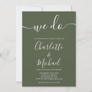 Wij doen Olive Green Signature Script Wedding Kaart