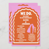 Wij doen Oranje Retro Arch Bruiloft Orde van Servi Programmakaart (Voorkant / Achterkant)