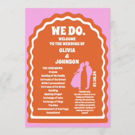 Wij doen Oranje Retro Arch Bruiloft Orde van Servi Programmakaart