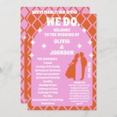 Wij doen Oranje Retro Boho Wedding Order of Servic Programmakaart (Voorkant / Achterkant)