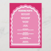Wij doen Roze Retro Arch Bruiloft Order of Service Programmakaart (Achterkant)