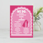 Wij doen Roze Retro Arch Bruiloft Order of Service Programmakaart (Staand voorkant)