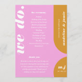 Wij doen Roze Retro Stijl Bruiloft Orde van Servic Programmakaart (Voorkant)