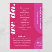 Wij doen Roze Retro Stijl Bruiloft Orde van Servic Programmakaart (Voorkant)