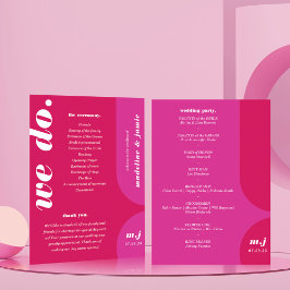 Wij doen Roze Retro Stijl Bruiloft Orde van Servic Programmakaart