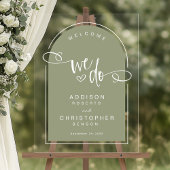 Wij doen Sage Green Script Modern Wedding Welkom Acryl Bord