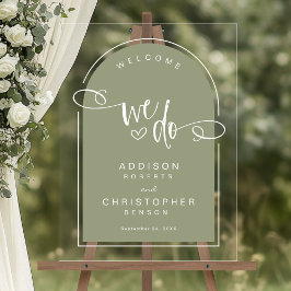 Wij doen Sage Green Script Modern Wedding Welkom Acryl Bord