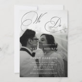 Wij doen Script 2 Foto's QR Code Casual bruiloft Kaart (Voorkant)