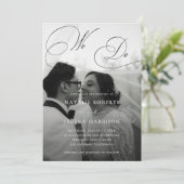 Wij doen Script 2 Foto's QR Code Casual bruiloft Kaart (Staand voorkant)
