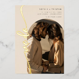 Wij doen Verticale Boho Arch Beige Foto Save the D Folie Uitnodiging