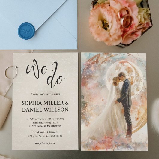 Wij doen waterverf huwelijksuitnodiging kaart