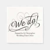 Wij doen, witte bruiloft wervelen gepersonaliseerd servet (Voorkant)