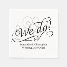 Wij doen, witte bruiloft wervelen gepersonaliseerd servet