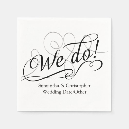Wij doen, witte bruiloft wervelen gepersonaliseerd servet (Voorkant)