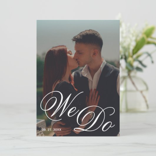 Wij doen zwart-wit foto QR code bruiloft Kaart (Staand voorkant)