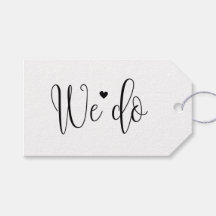 Wij doen. Zwart-wit script huwelijks bedankje