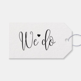Wij doen. Zwart-wit script huwelijks bedankje Cadeaulabel