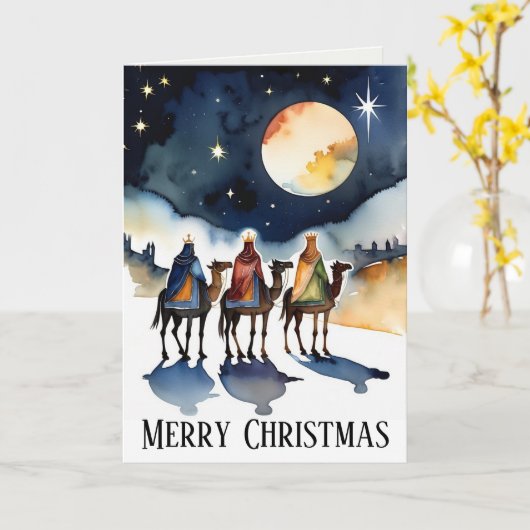 Wij drie koningen traditioneel Christelijk kerstfe Kaart (Gele Bloem)