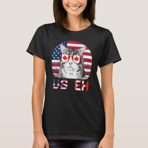 Wij Eh Kat Amerika Canada Vlag Amerikaans Canadese T-shirt