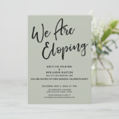 Wij gaan ervandoor Sage Casual Post Trouwfeest Kaart (Staand voorkant)