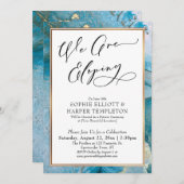 Wij gaan ervandoor Turquoise & Goud Inkt Ontvangst Kaart (Voorkant / Achterkant)