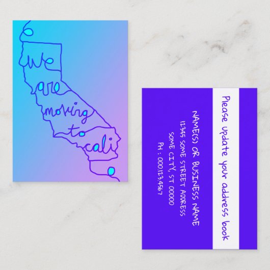 wij gaan over naar het visitekaartje van cali (Voorkant / Achterkant)