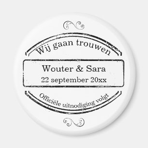 Wij gaan trouwen ronde save the date magneet