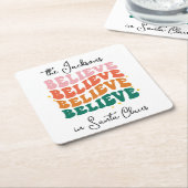 Wij geloven in Sinterklaas Kerstmis retro Kartonnen Onderzetters (Schuin)