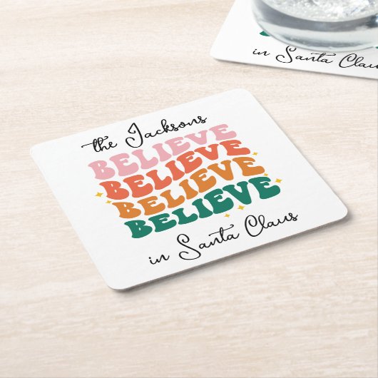 Wij geloven in Sinterklaas Kerstmis retro Kartonnen Onderzetters (Schuin)