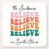 Wij geloven in Sinterklaas Kerstmis retro Kartonnen Onderzetters (Voorkant)