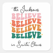 Wij geloven in Sinterklaas retro Vierkante Sticker (Voorkant)