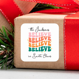 Wij geloven in Sinterklaas retro Vierkante Sticker