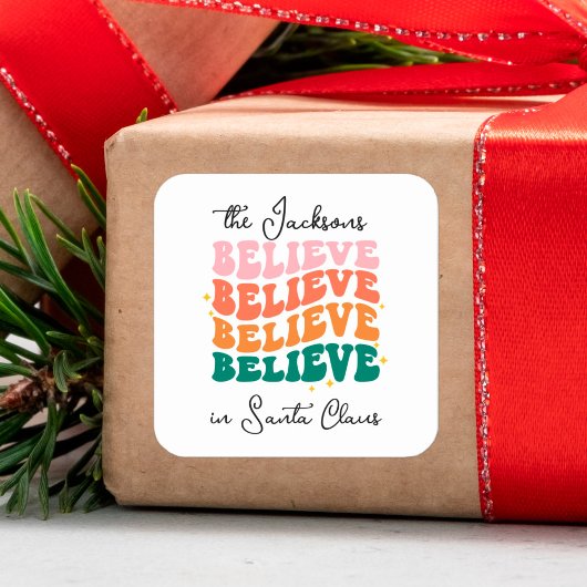 Wij geloven in Sinterklaas retro Vierkante Sticker