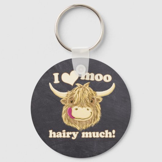 Wij Hamish houdt veel van Moo Hairy! Hoogland Koe Sleutelhanger (Voorkant)