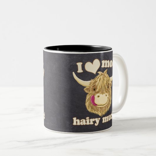 Wij Hamish houdt veel van Moo Hairy! Tweekleurige Koffiemok (Voorkant rechts)
