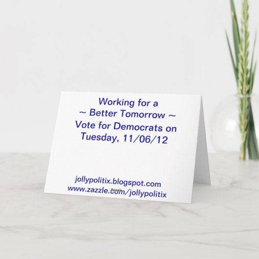 Wij Hart Barack Obama! Stem op 11/06/12 Kaart (Achterkant)