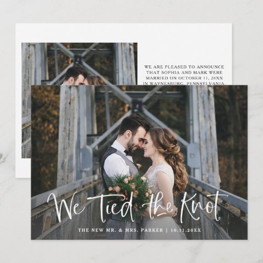 Wij Hebben de Knoop Gestrakt | Rustieke Script Fot Aankondiging (Voorkant / Achterkant)