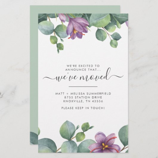 Wij hebben het Adres Eucalyptus Paarse Groene Bewe Briefpapier (Voorkant / Achterkant)