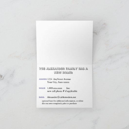 Wij hebben Nieuw Adres bewogen Aankondiging (Binnen)