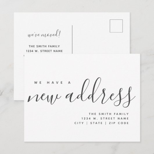 Wij hebben Verandering van de Moderne Calligrafie  Aankondigingskaart (Voorkant / Achterkant)