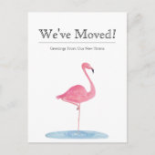 Wij hebben Waterverf Flamingo Nieuw Adres bewogen Aankondigingskaart (Voorkant)