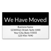 Wij hebben zakelijke aankondiging zwart-wit verpla magnetisch visitekaartje (Voorkant)